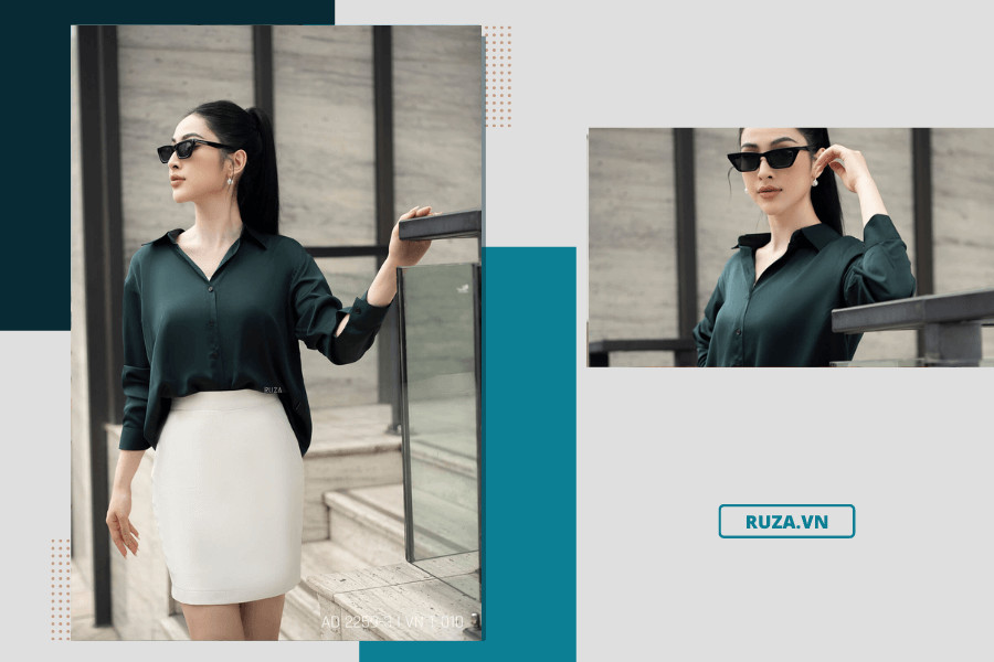 Phối màu xanh cổ vịt với màu be