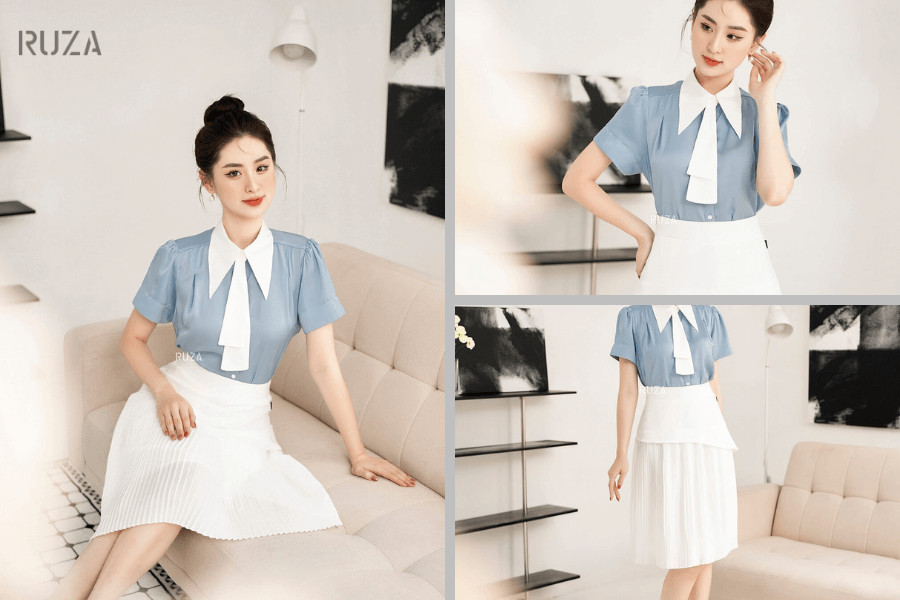 Phối màu xanh cổ vịt với màu trắng