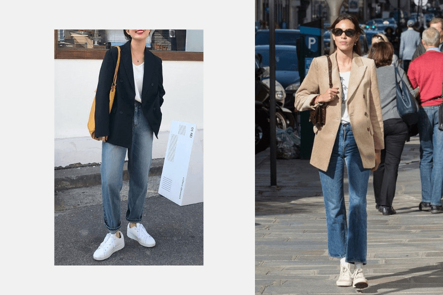 Phối quần jeans với blazer