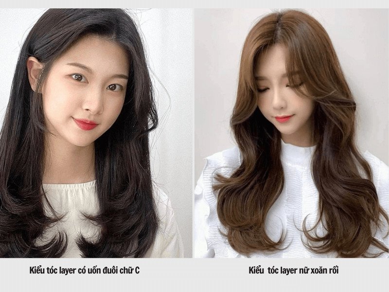 Tóc layer chữ C - Tóc layer uốn sóng lơi