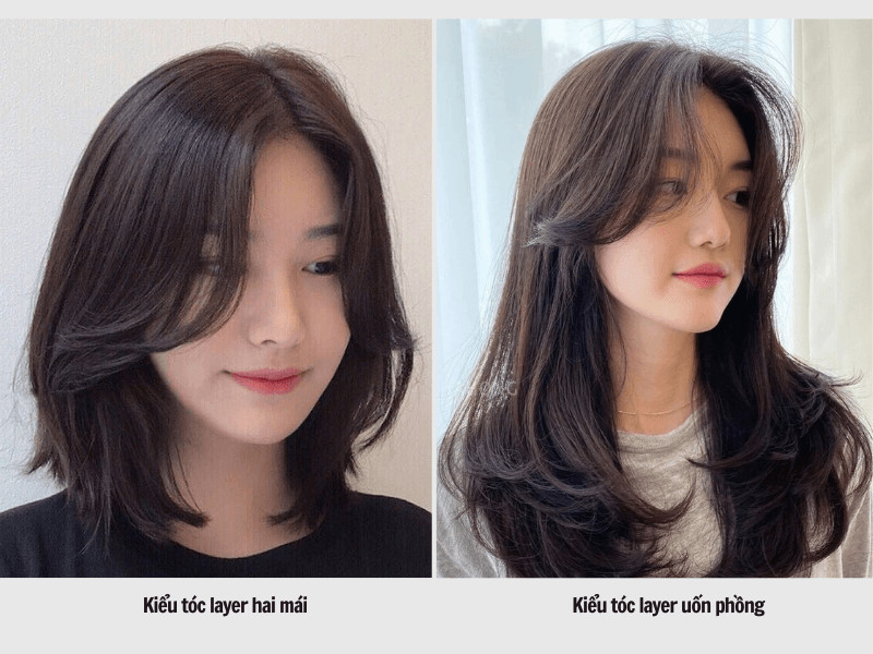 Tóc layer hai mái - uốn phồng nhẹ