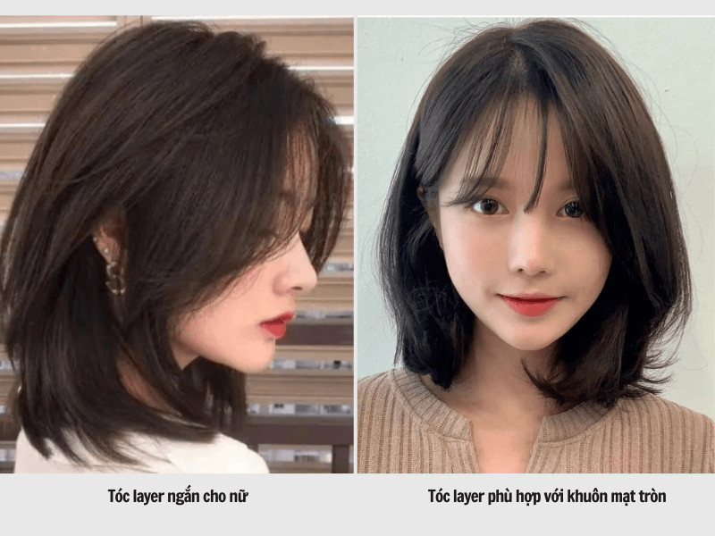 Tóc layer ngắn - Tóc layer phù hợp với khuôn mặt tròn