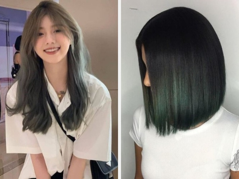 Tóc màu xanh rêu trầm – đen