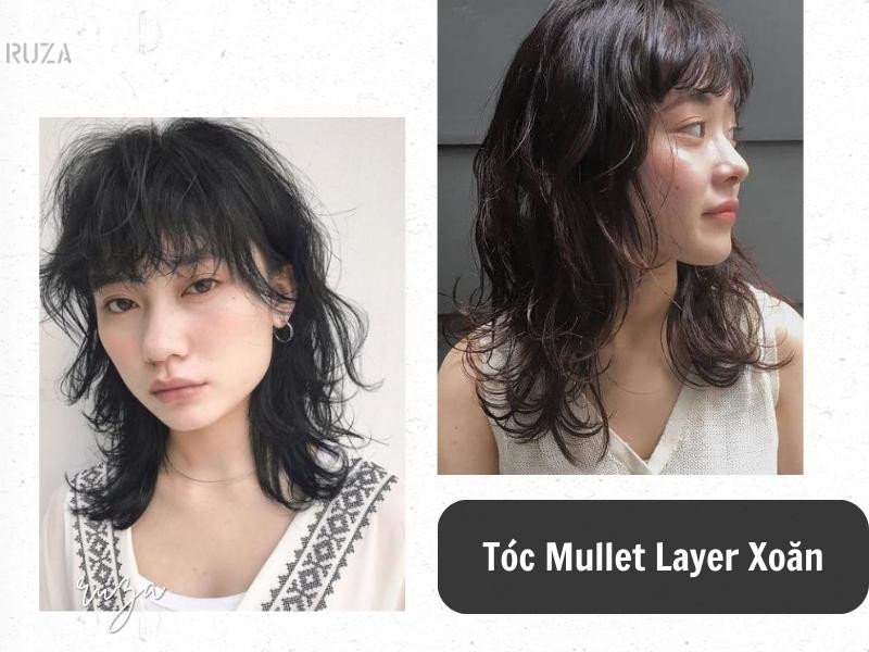 Tóc mullet layer xoăn