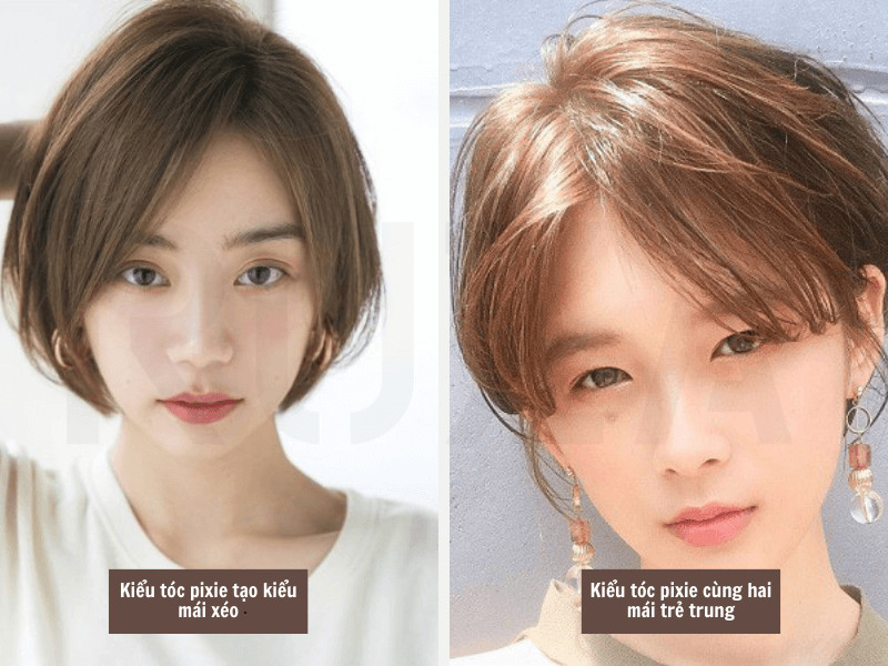 Tóc pixie tạo kiểu mái xéo – tóc pixie hai mái